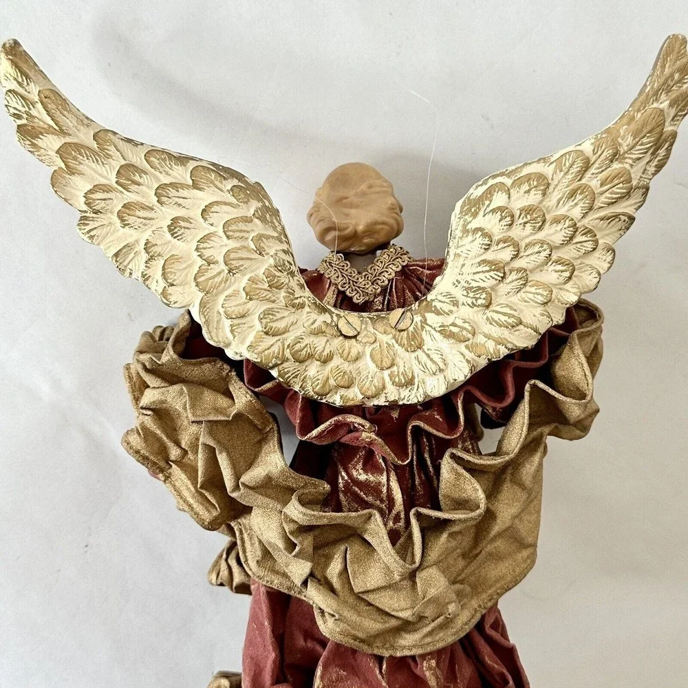 Angel Christmas Ornament 12” x 9”ceramic Head,‎ Hands & Feet ￼blonde w/blue eyes